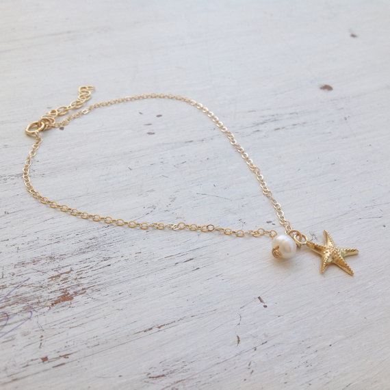 Anklet Starfish + Pearl - | Fashiongirl