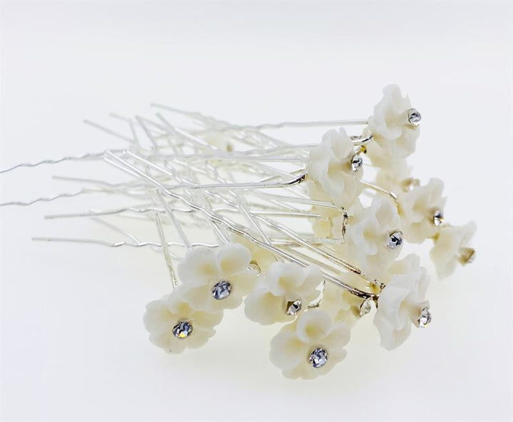 Hair decoration Hair pins White Flower - 20 pcs - Hair Accessories | Fashiongirl