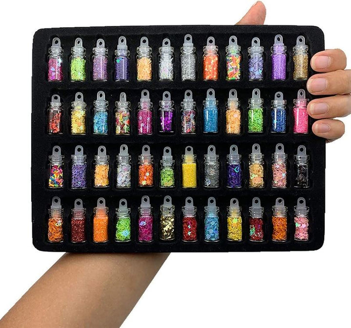 Nail Decoration / Nail Decoration Kit for manicure with pearls, sequins, glitter & diamonds - 48 bottles - | Fashiongirl