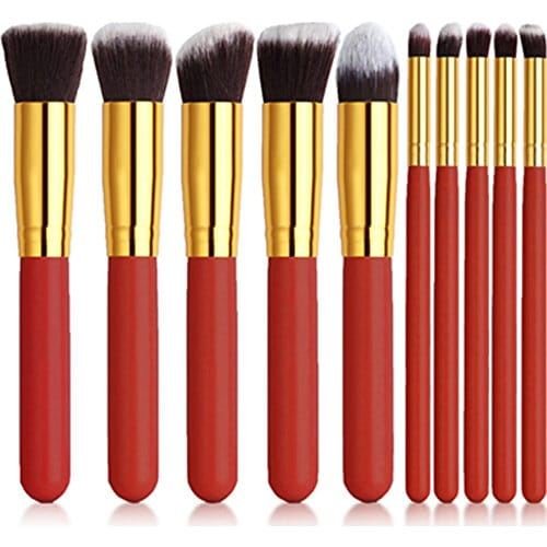 PRO Makeup Brushes Red 10 pcs -