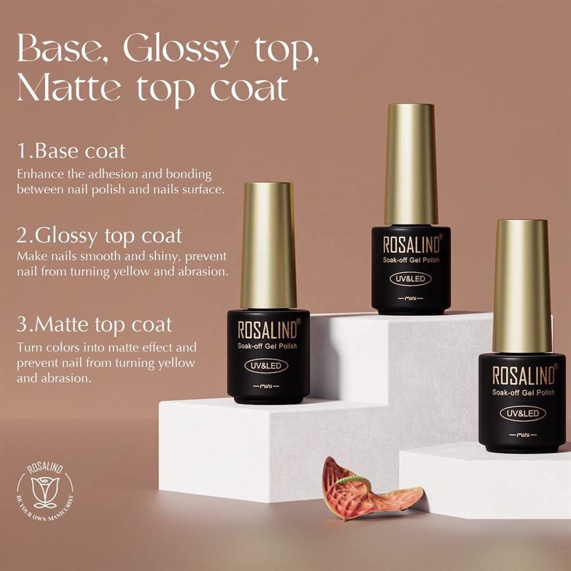 ROSALIND 38 - Piece Gel Nail Polish Set with 35 Colours + Base Coat & Top Coats (38 x 5 ml) - | Fashiongirl
