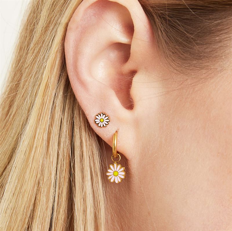 SOHO Daisy Hoop Earrings - Gold/Pink - | Fashiongirl