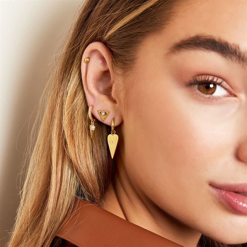 SOHO Hoop Earrings with all - seeing eye pendant - Gold - | Fashiongirl