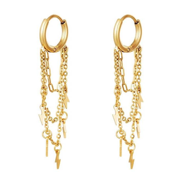 SOHO Thunder Hoop Earrings - Gold - | Fashiongirl