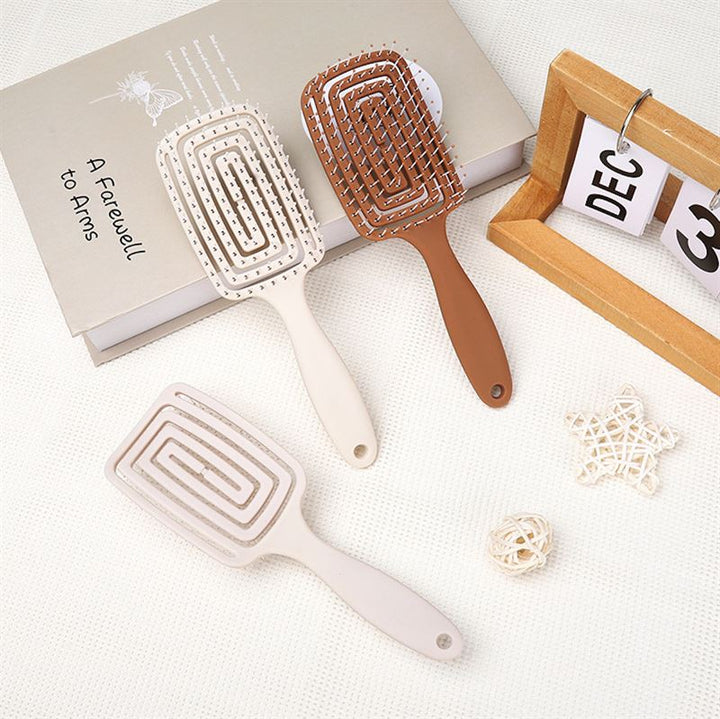 TBC Detangling Hair Brush - Wet & Dry Hollow Brush - Beige - Hair Styling tool
