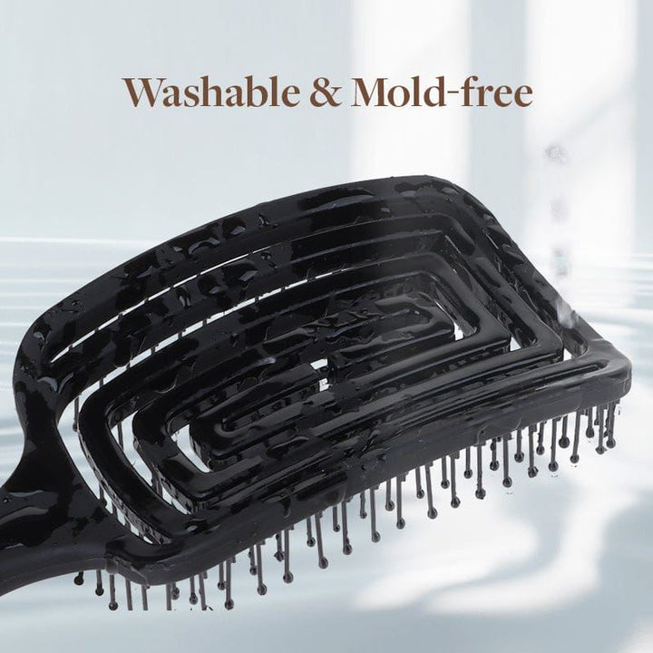 TBC Detangling Hair Brush - Wet & Dry Hollow Brush - Black - Hair Styling tool