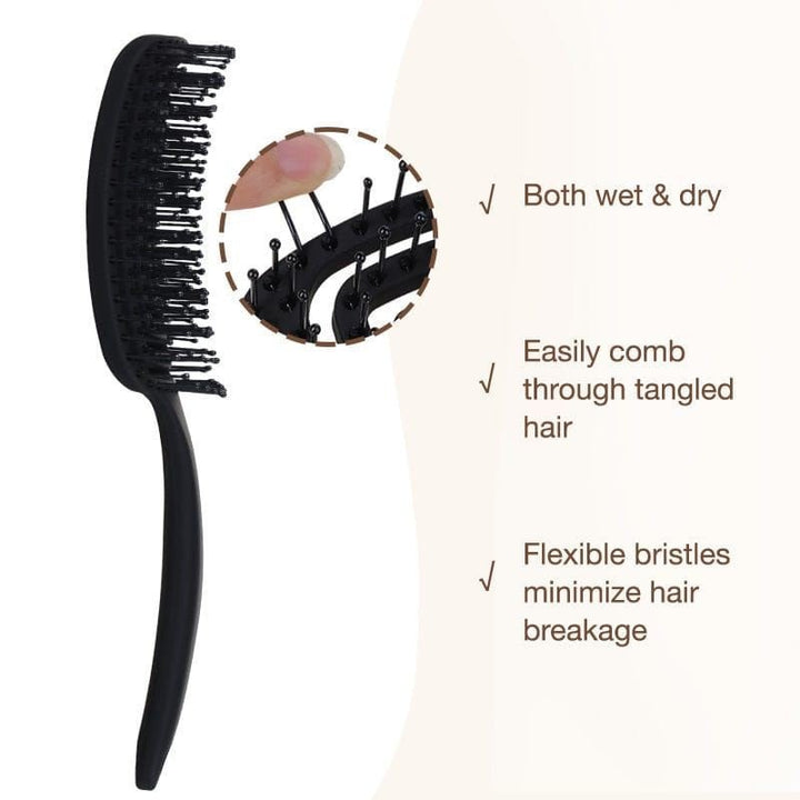 TBC Detangling Hair Brush - Wet & Dry Hollow Brush - Black - Hair Styling tool
