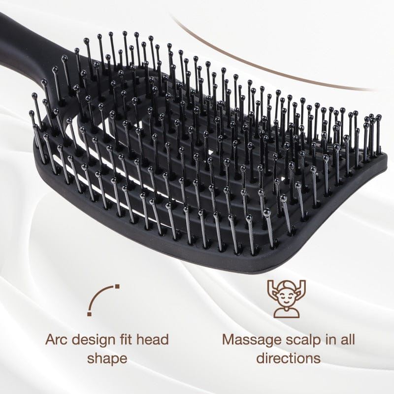 TBC Detangling Hair Brush - Wet & Dry Hollow Brush - Black - Hair Styling tool