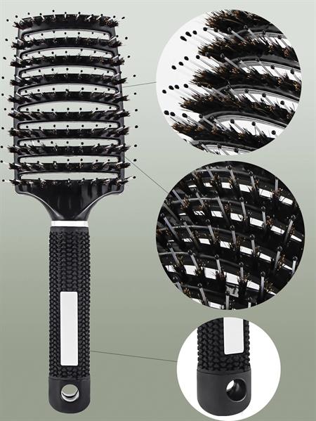 TBC Detangling Hair Brush with Boar Hair - Black - Hair Styling tool
