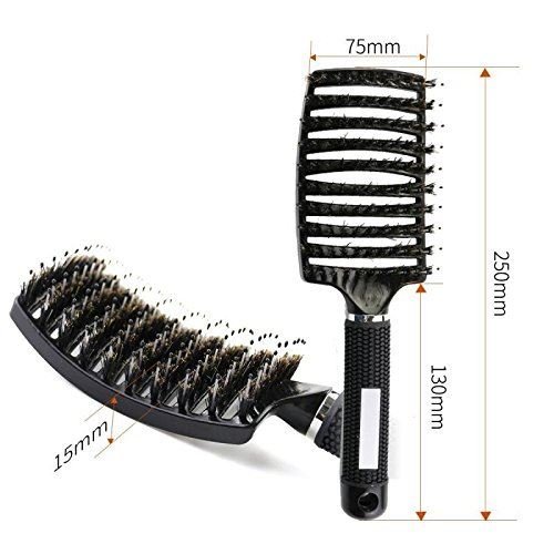 TBC Detangling Hair Brush with Boar Hair - Black - Hair Styling tool