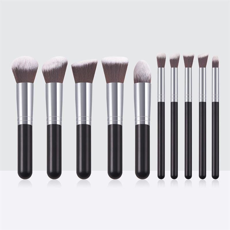 Technique PRO Makeup Brushes, Silver/Black - 10 pcs -