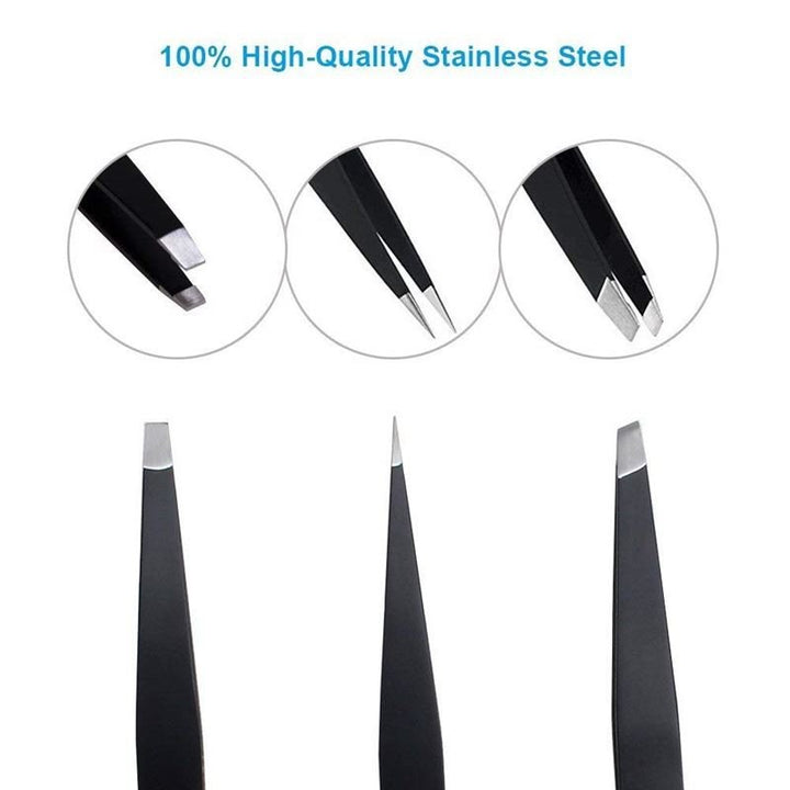 Tweezers / Tweezer 3 set with leather case | for eyebrow plucking and hair removal - | Fashiongirl