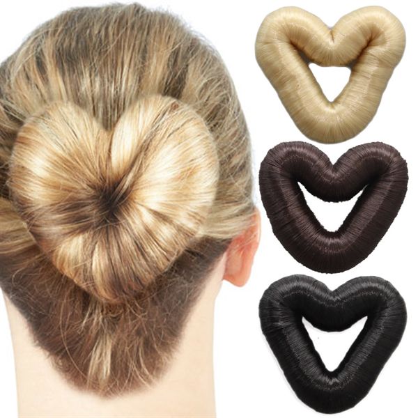 5 cm heart hair donut with artificial hair in various colours - Fashiongirl