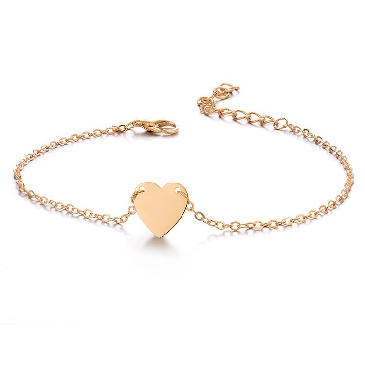 Ankle chain with heart, gold - Fashiongirl