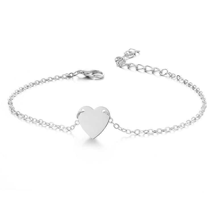 Ankle chain with heart, silver - Fashiongirl