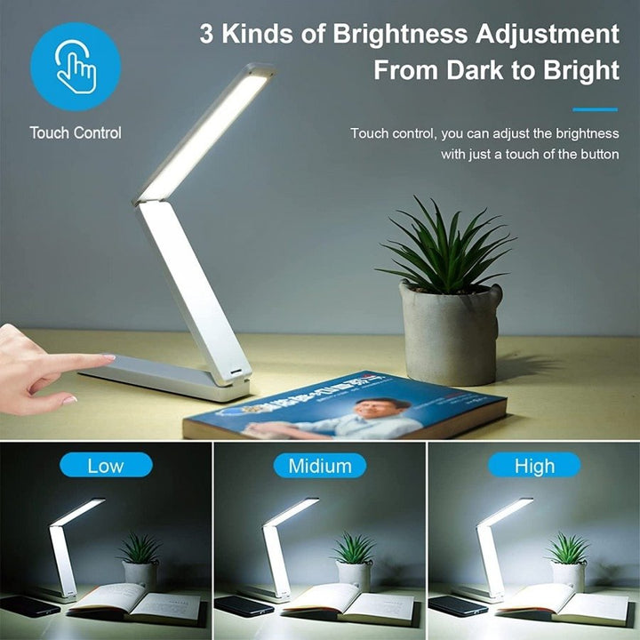 Battery powered LED lamp light - Foldable desk lamp - White - Fashiongirl