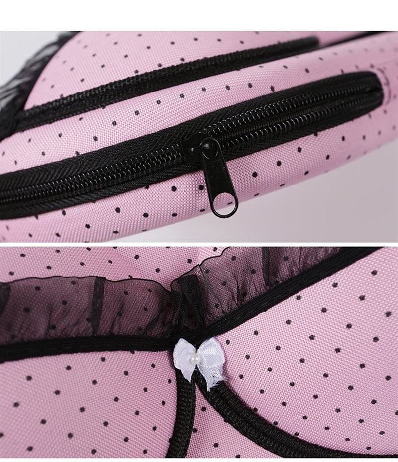 Bra storage bag - Pink with black dots - Fashiongirl