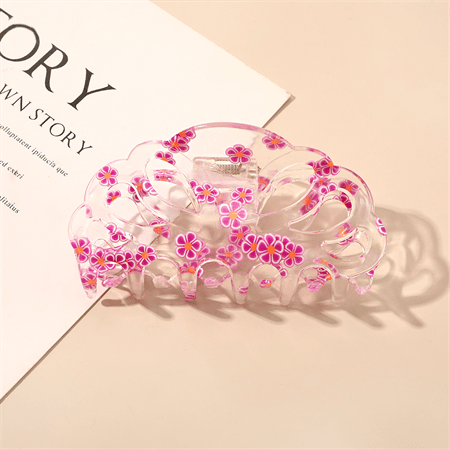 Chris Rubin Flora Hair Claw - Pink Flower - Hair Accessories | Fashiongirl