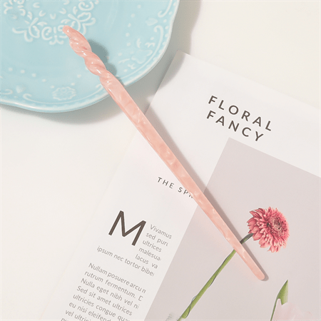 Chris Rubin Jade Hair Stick - Pink Marble - | Fashiongirl