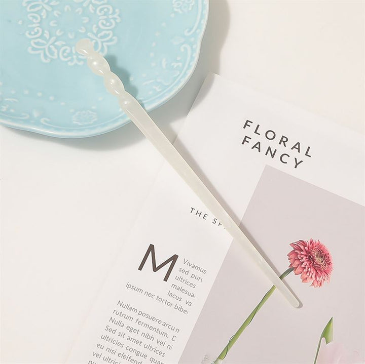 Chris Rubin Jade Hair Stick - White Marble - | Fashiongirl