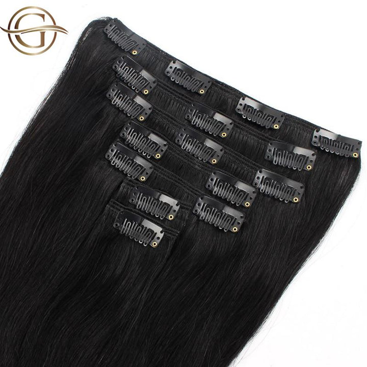 Clip on hair extensions #1 Black - 7 sets - 60 cm | Gold24 - Fashiongirl