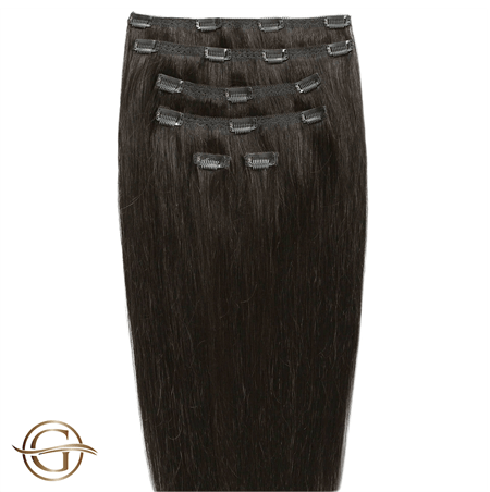 Clip on hair extensions #2 Dark brown - 7 sets - 50 cm | Gold24 - Fashiongirl