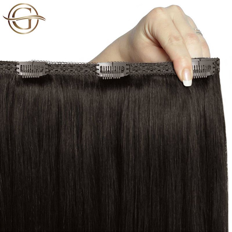 Clip on hair extensions #2 Dark brown - 7 sets - 60 cm | Gold24 - Fashiongirl