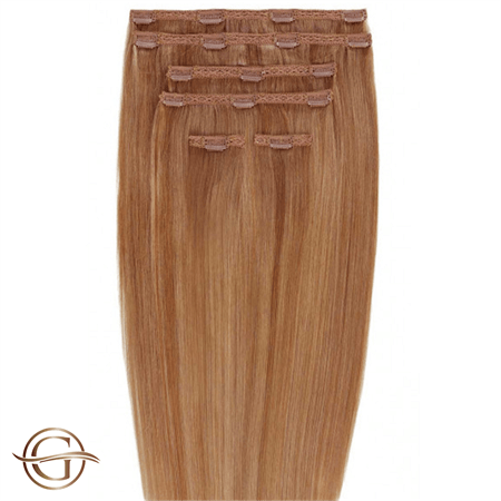 Clip on hair extensions #30 Chestnut - 7 sets - 50 cm | Gold24 - Fashiongirl