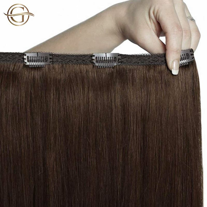 Clip on hair extensions #33B Dark Reddish Brown - 7 sets - 50 cm | Gold24 - Fashiongirl