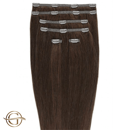 Clip on hair extensions #33B Dark Reddish Brown - 7 sets - 60 cm | Gold24 - Fashiongirl