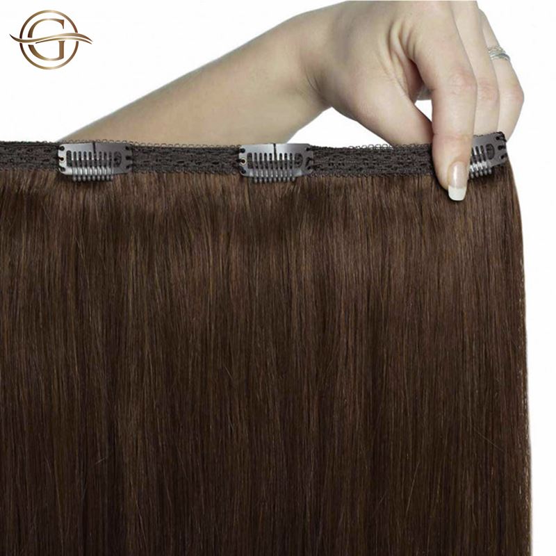 Clip on hair extensions #4 Brown - 7 sets - 60 cm | Gold24 - Fashiongirl