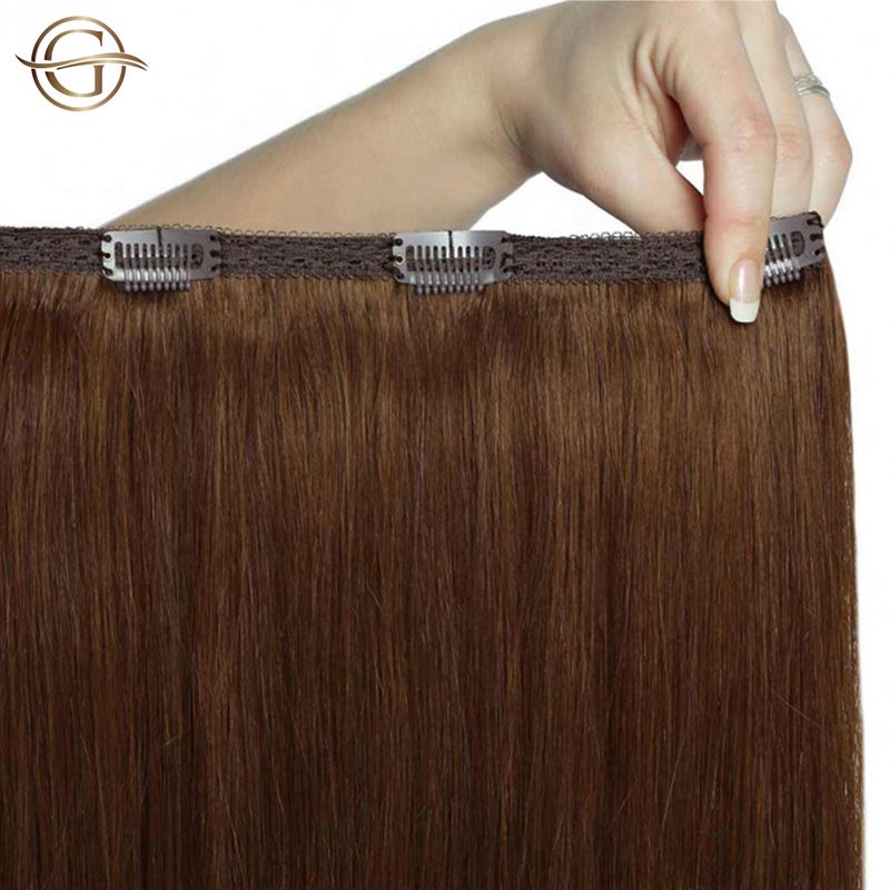 Clip on hair extensions #6 Light brown - 7 sets - 50 cm | Gold24 - Fashiongirl