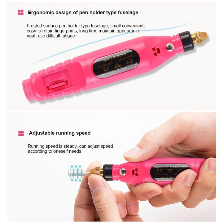 Electric Nail File 6 - in - 1 Manicure Set - Pink - Fashiongirl