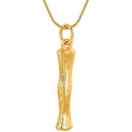 Gold Bamboo Alphabet / Letter Necklace - I - Fashiongirl