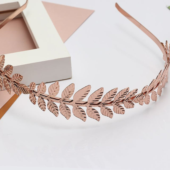 Headband with Rose Gold Leaves - Hair Accessories