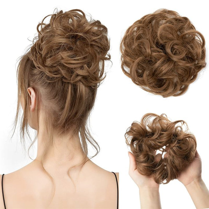 Messy Curly Hair for bun #12 - Light Golden Brown - Fashiongirl