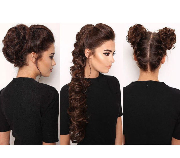 Messy Curly Hair for bun #1B - Jet Black - Fashiongirl