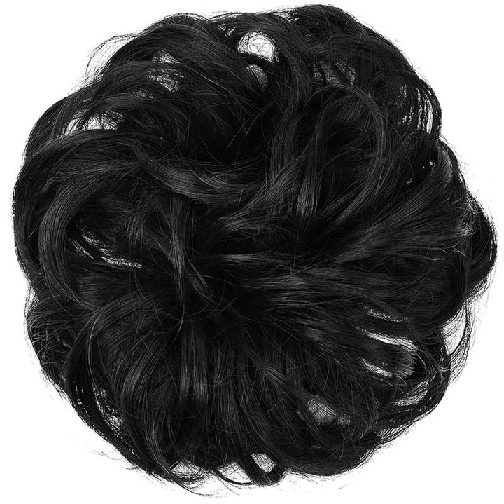 Messy Curly Hair for bun #1B - Jet Black - Fashiongirl