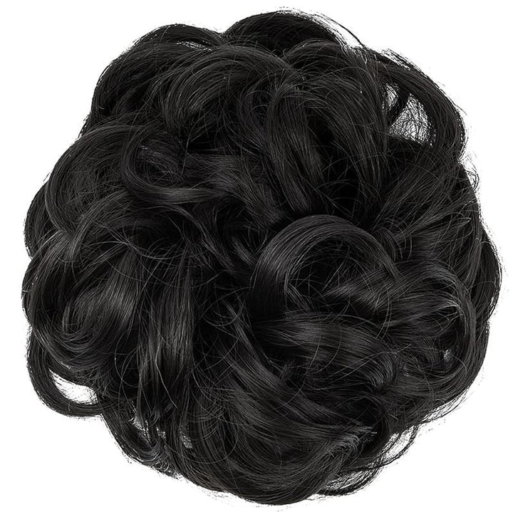 Messy Curly Hair for bun #2 - Natural Black - Fashiongirl