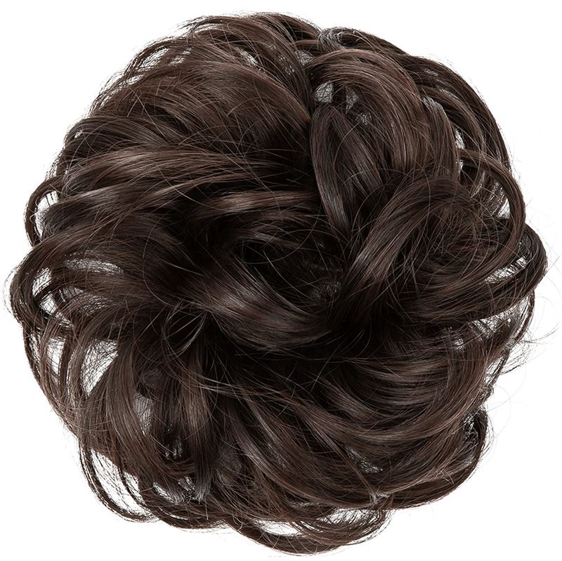 Messy Curly Hair for bun #6 - Dark Brown - Fashiongirl