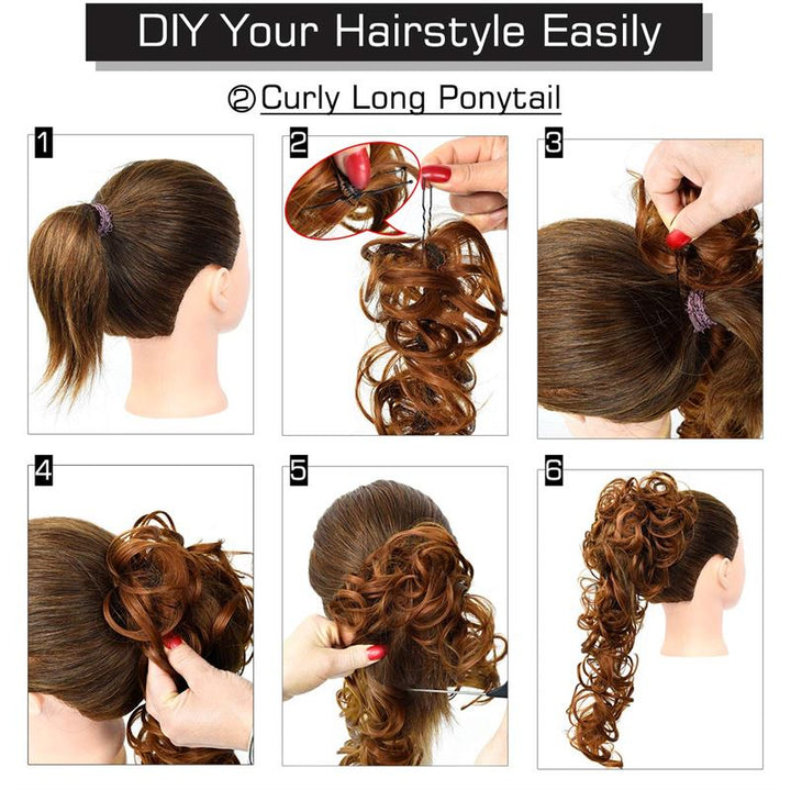 Messy Curly Hair for bun #9H613 - Brown/Blond Mix - Fashiongirl