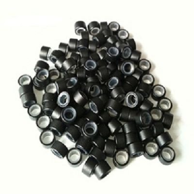 Microrings with silicone for extensions - black 100 pcs - Fashiongirl