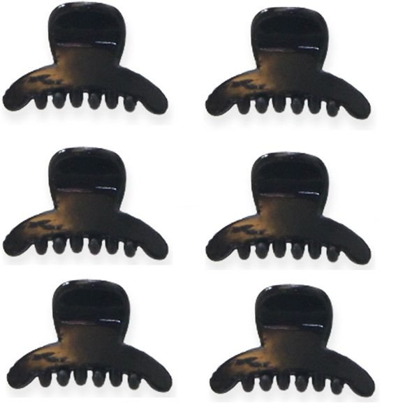 Mini hair clips - 6 pcs - 1.5 cm, Black - | Fashiongirl