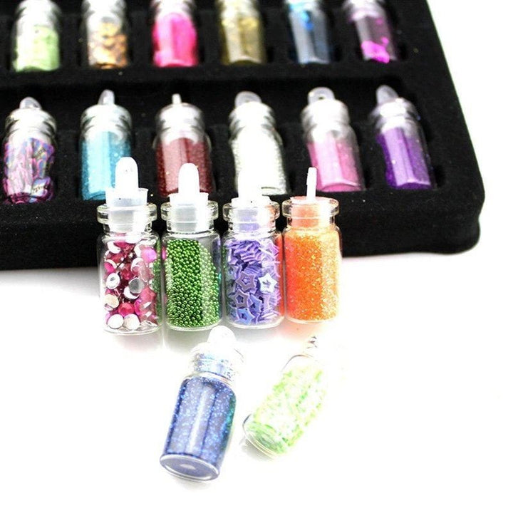 Nail Decoration / Nail Decoration Kit for manicure with pearls, sequins, glitter &amp; diamonds - 48 bottles - Fashiongirl