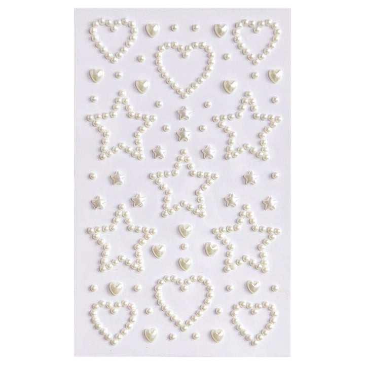 SOHO Hearts &amp; Stars Adhesive Face Beads for face, makeup, nails, body, crafts - White - Fashiongirl