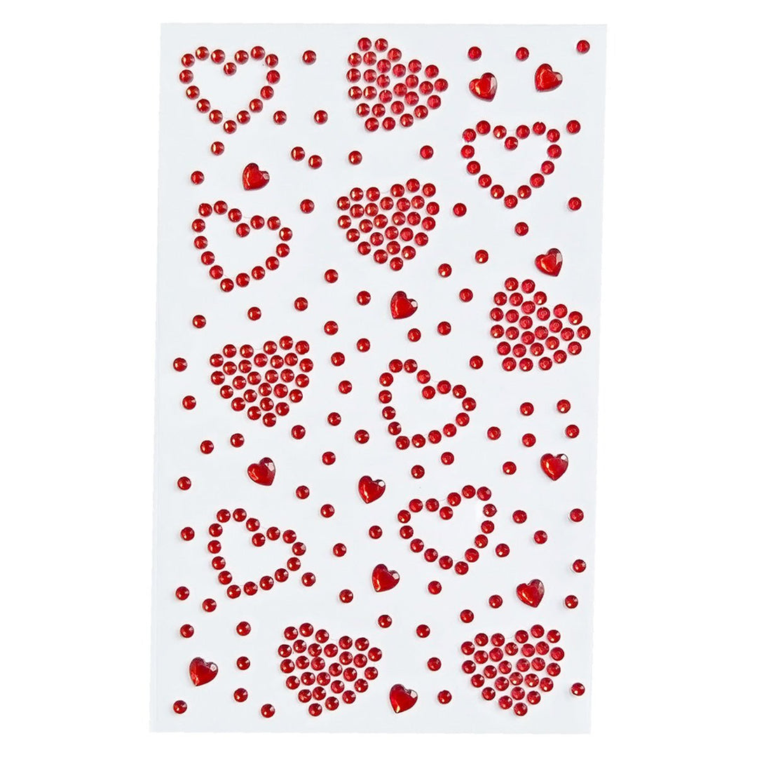 SOHO Hearts Self Adhesive Facial Rhinestones for face, makeup, nails, body, crafts - Red - Fashiongirl