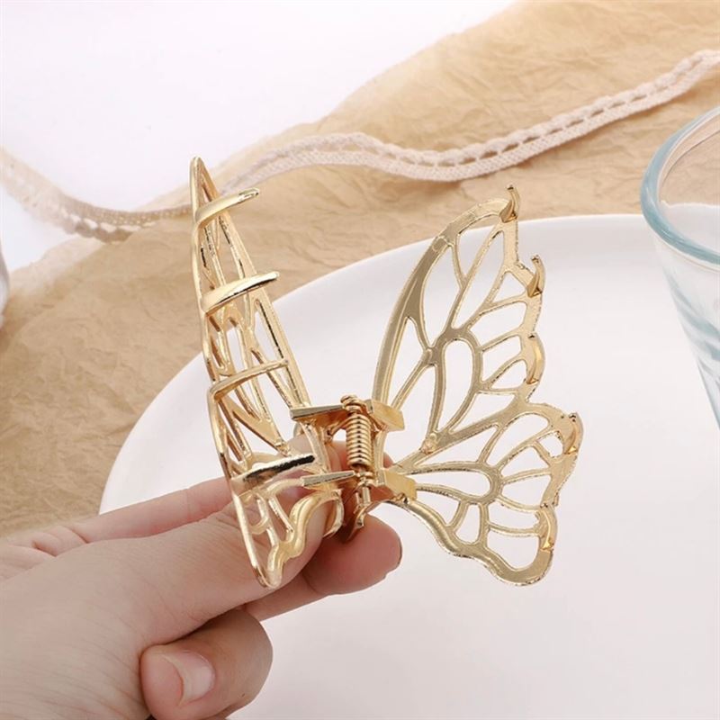 SOHO Metal Butterfly Hair Claw - Silver - Hair Accessories