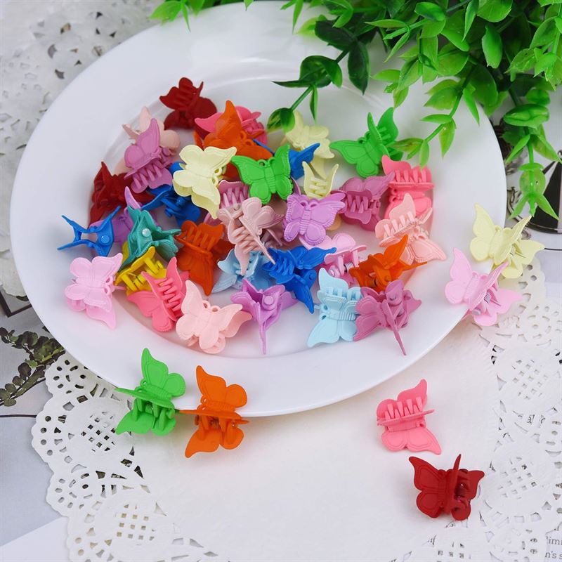 SOHO Mini Butterfly Hair Claws / Hair Decorations - 50 pcs Butterfly Hair Claws Multicolour - Hair Accessories