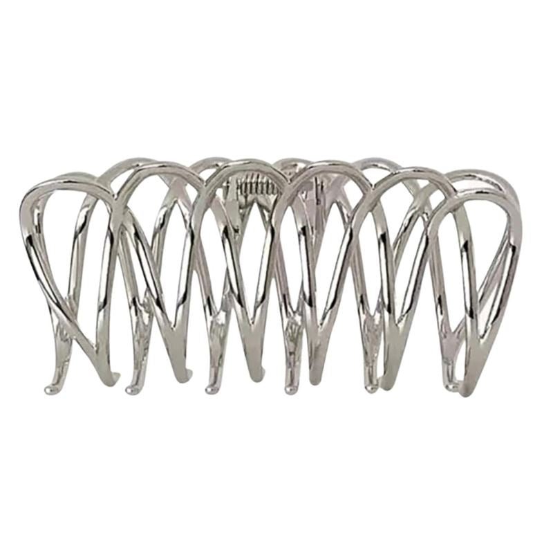 SOHO Olive Metal Hair Claw - Silver - Hair Accessories