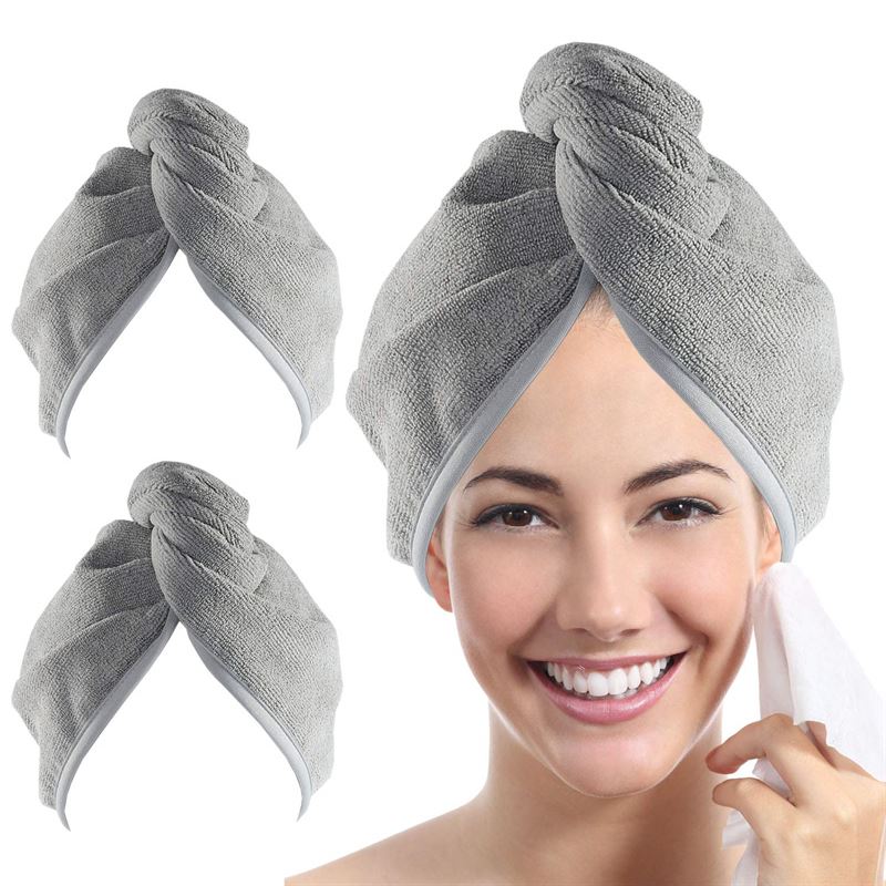 Turban Hair Towel - Quick Dry Microfibre Hair Towel - Grey - Fashiongirl